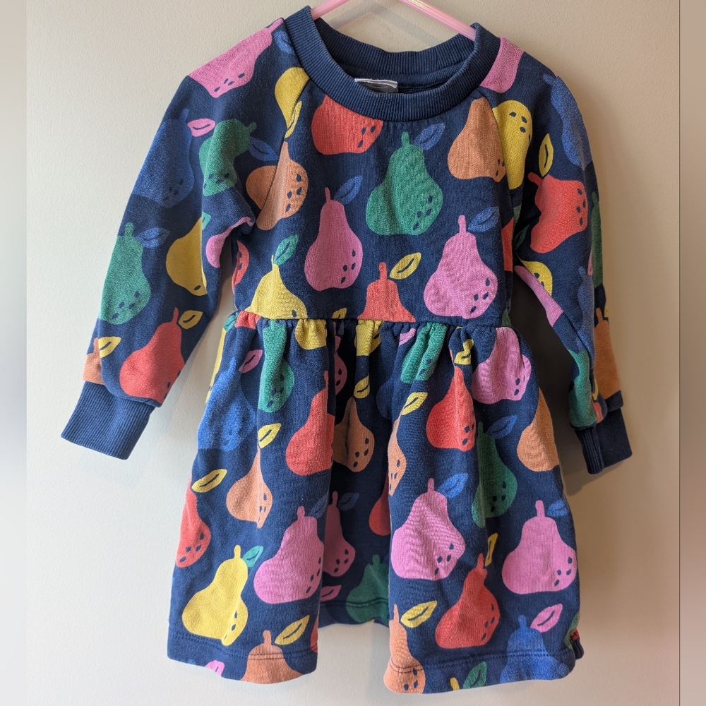 Hanna Andersson Girls Blue Dress With Multi Color Pears - 3T